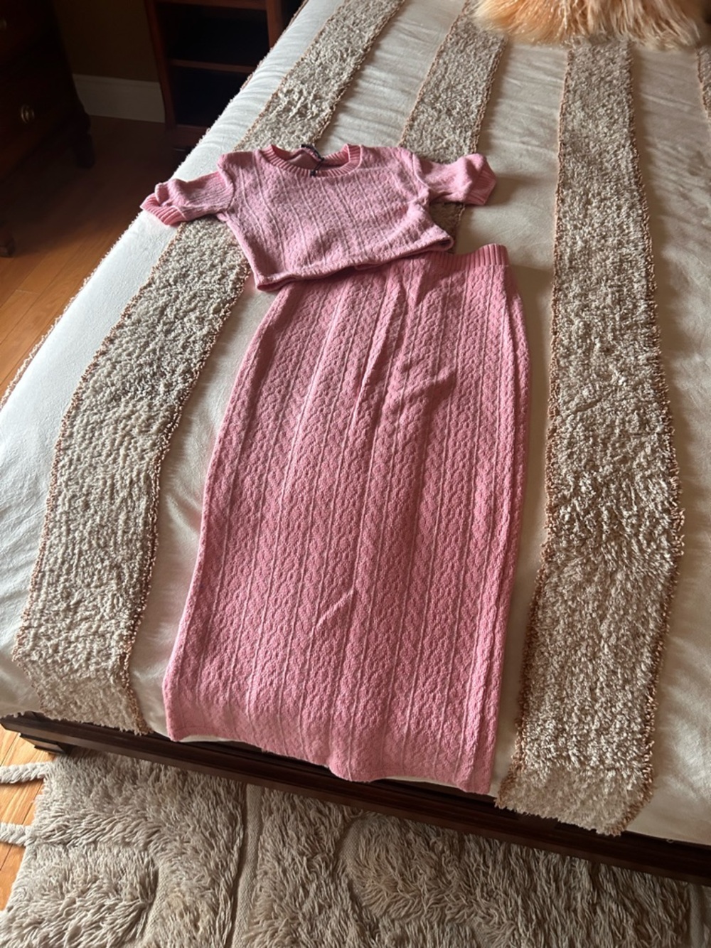 Zara Pink Ribbed Knit Midi Skirt Set - Picture 4 of 4